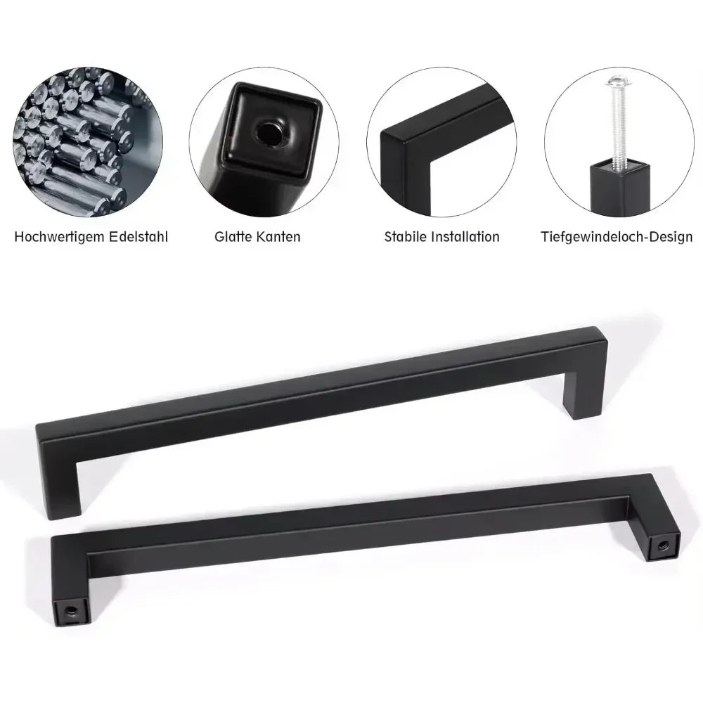 6pcs Stainless Steel Square Cabinet Handles – Door & Drawer Pulls