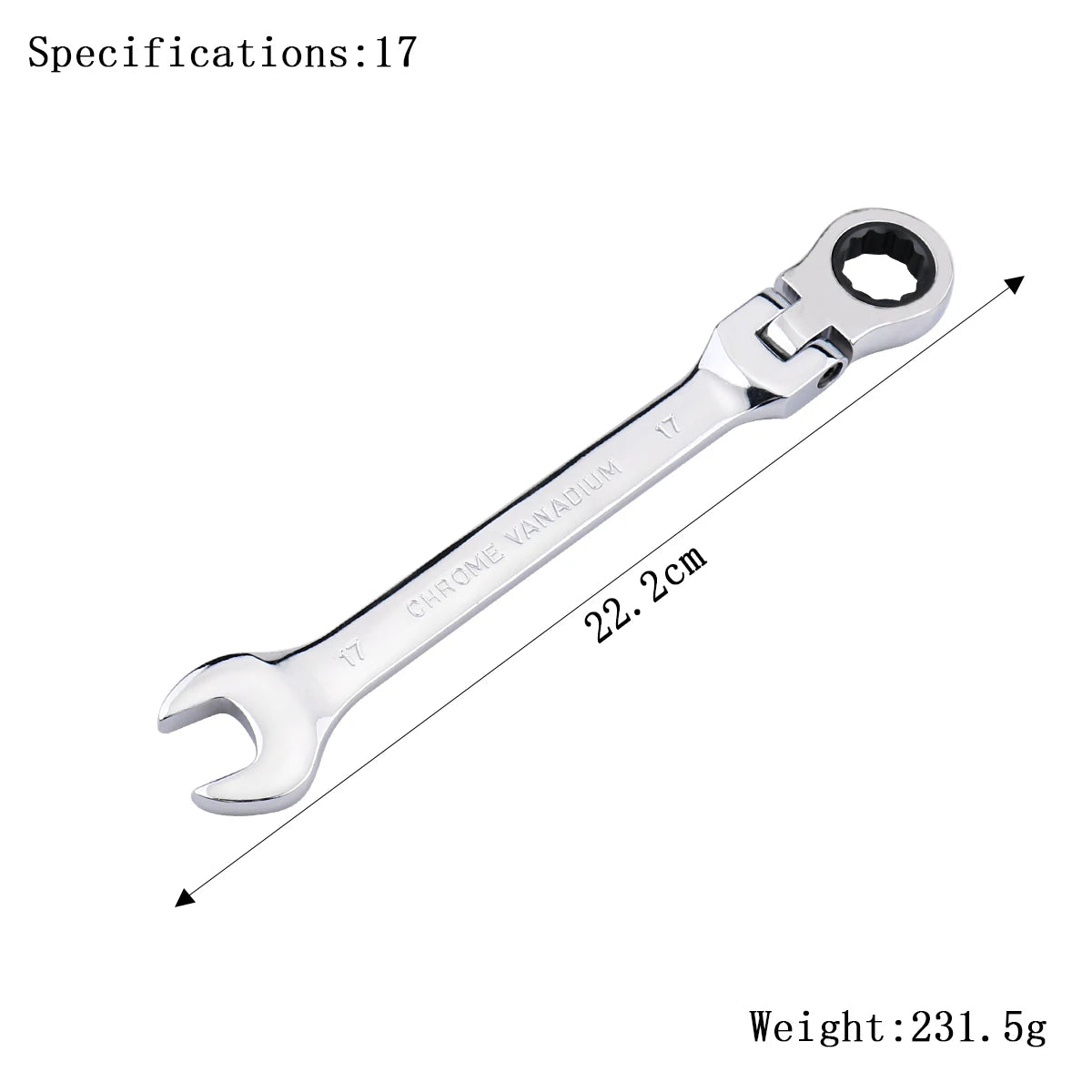 72-Tooth Ratchet Wrench – Flexible Head Spanner (6–27mm)