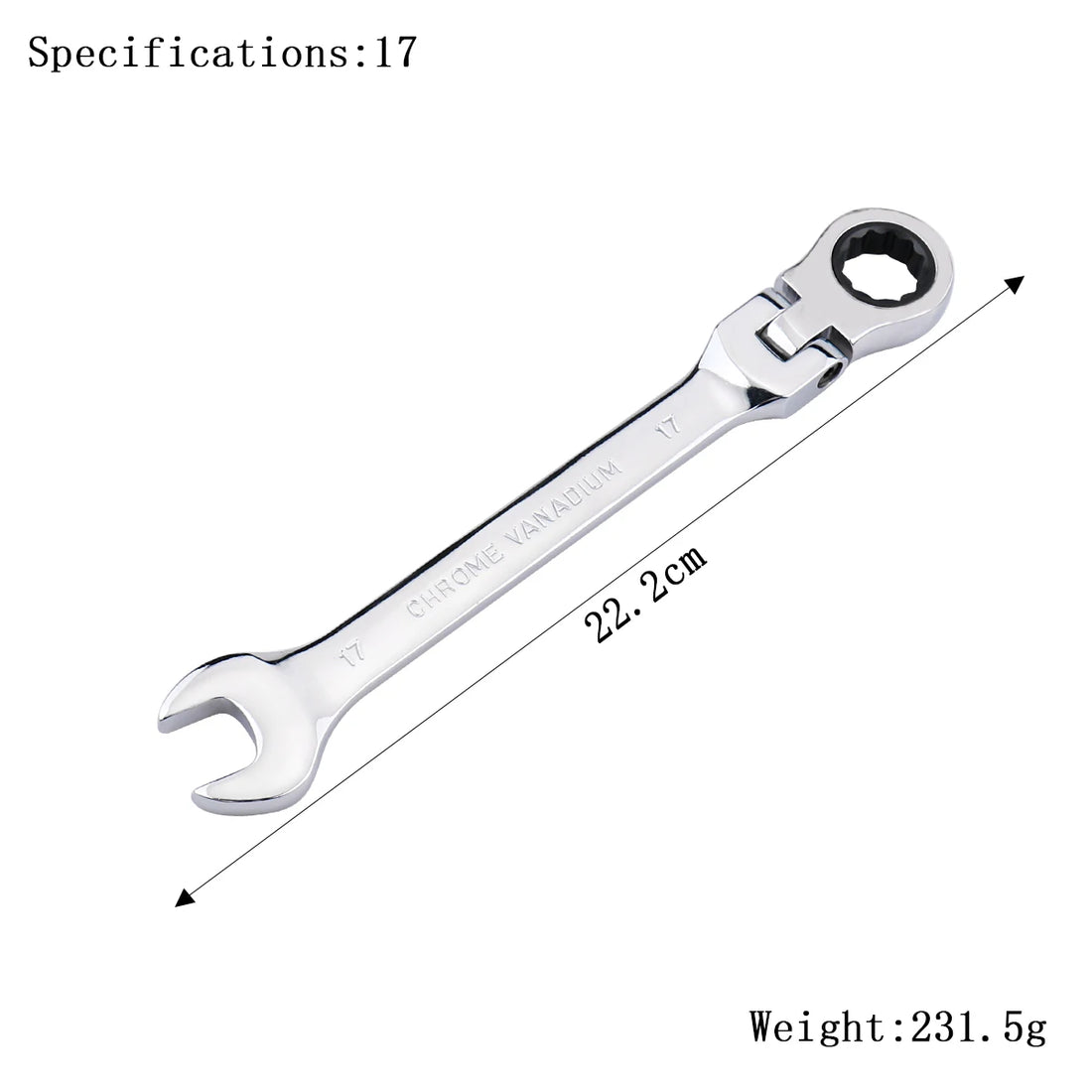 72-Tooth Ratchet Wrench – Flexible Head Spanner (6–27mm)