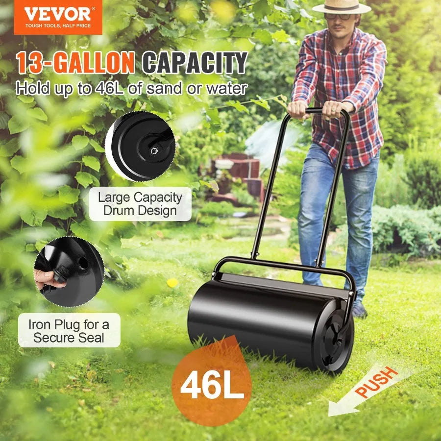 13-Gallon Lawn Roller – Steel Yard & Sod Roller with Ergonomic Handle