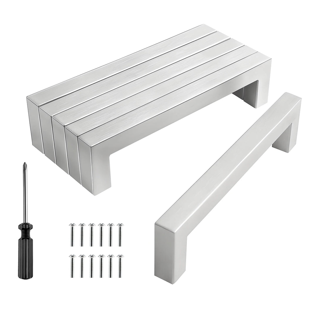 6pcs Stainless Steel Square Cabinet Handles – Door & Drawer Pulls