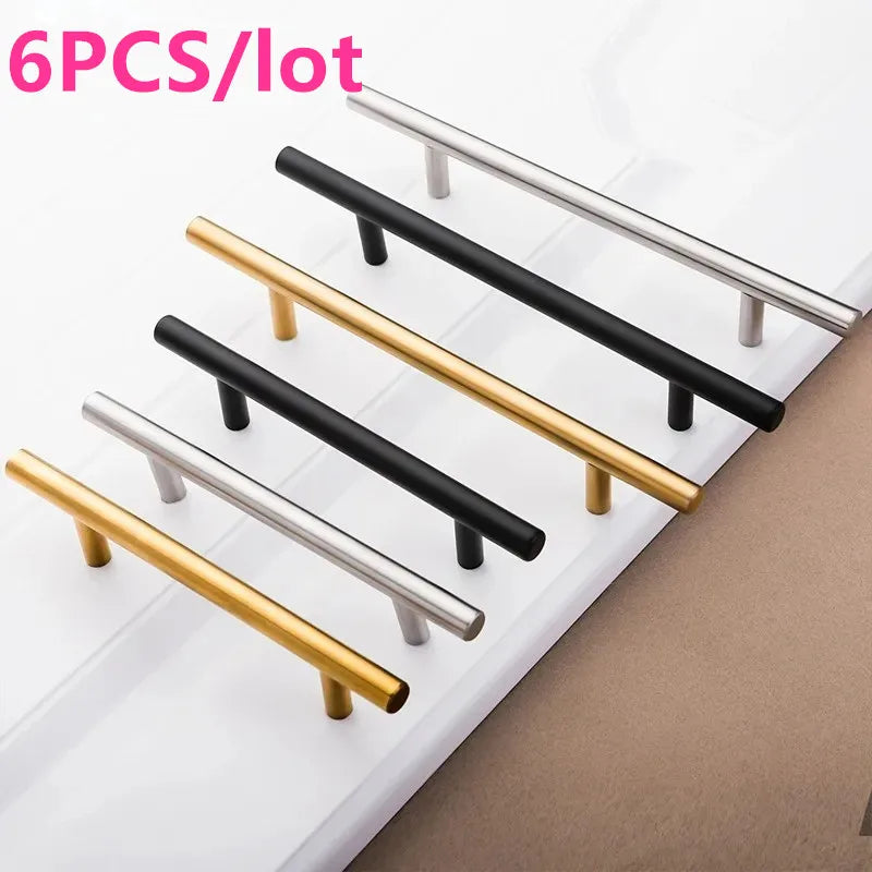 6PCS Modern Zinc Alloy Door & Cabinet Handles – Black & Gold