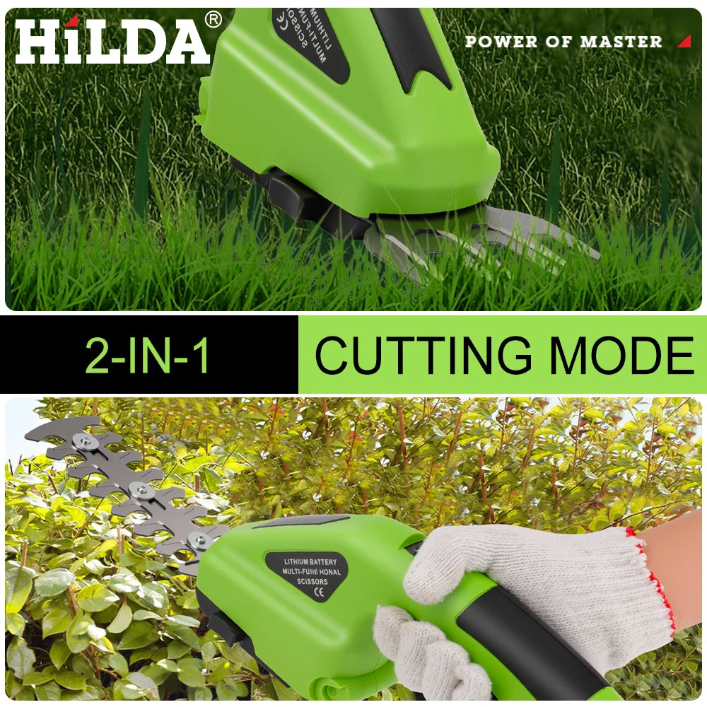 HILDA 2-in-1 Cordless Hedge & Grass Trimmer (Lightweight, Green)