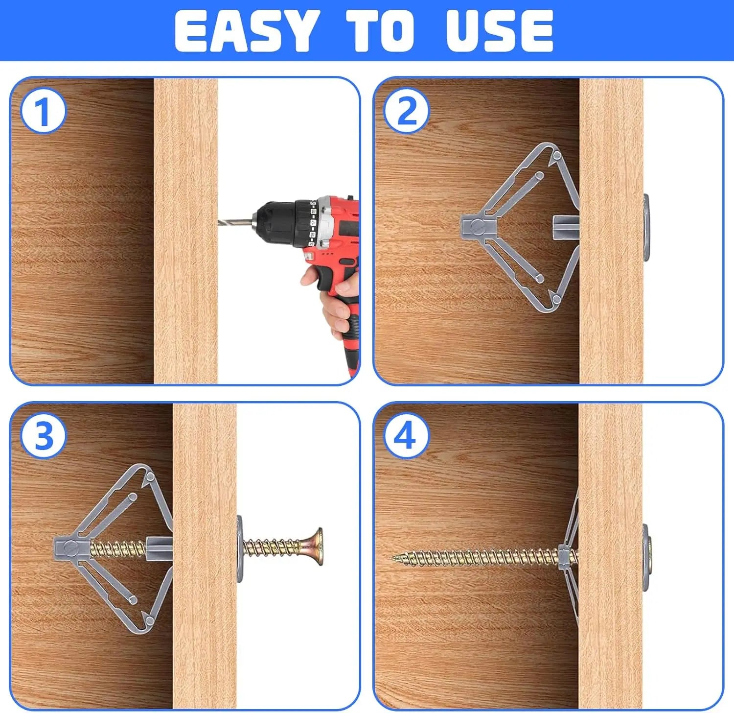Plasterboard Expansion Screws & Plastic Toggle Anchors – Wall Fixing Kit
