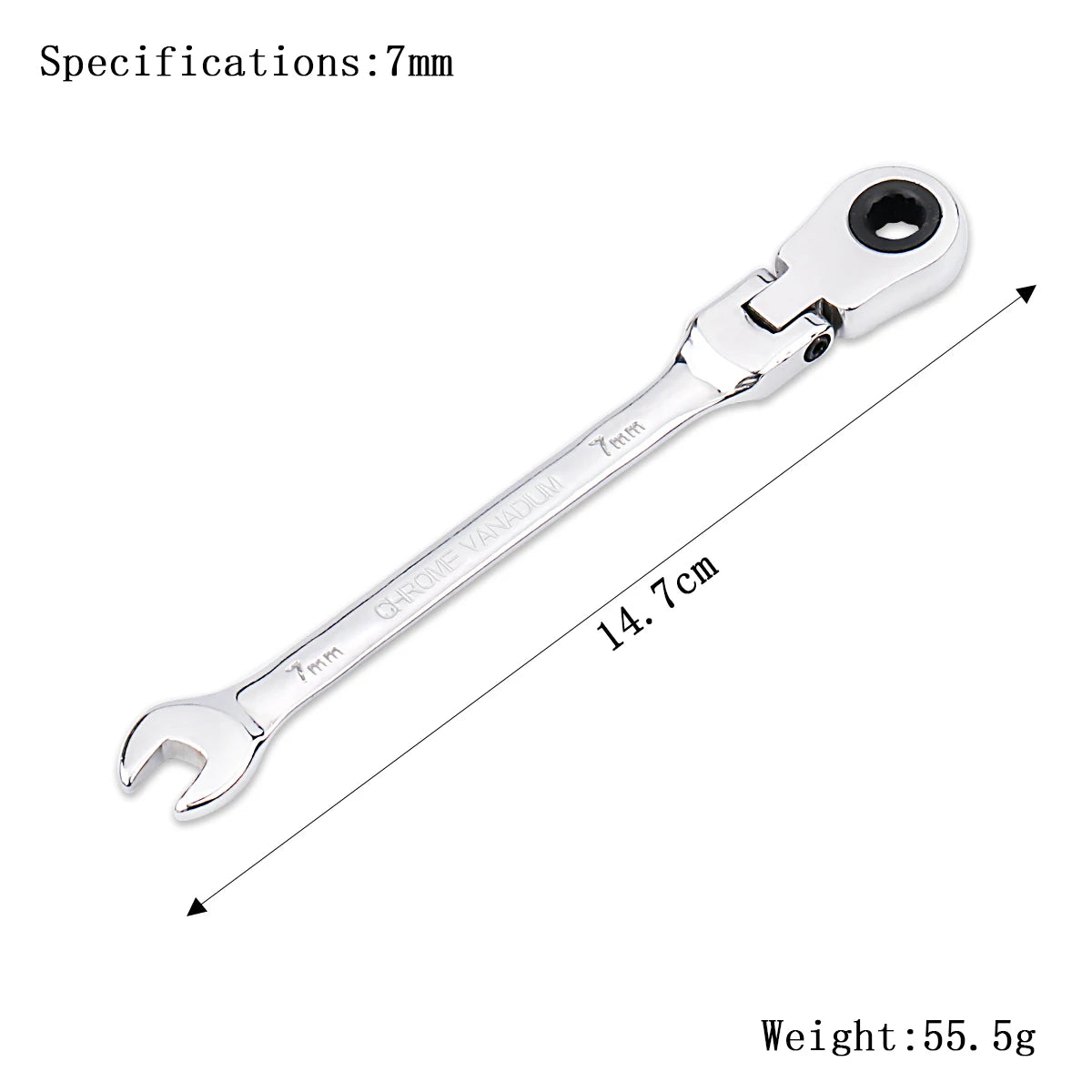 72-Tooth Ratchet Wrench – Flexible Head Spanner (6–27mm)