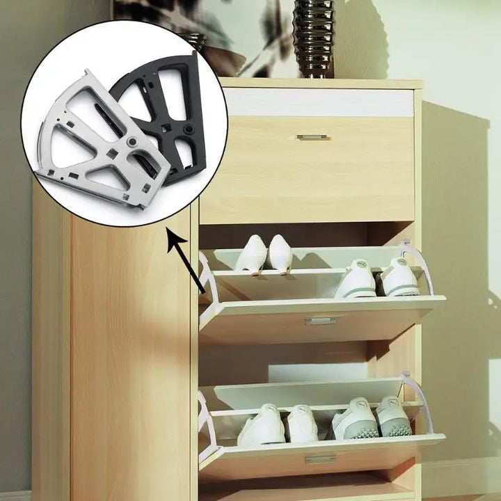 2PCS Foldable Stainless Steel Hinge – 3-Layer Shoe & Cabinet Rack