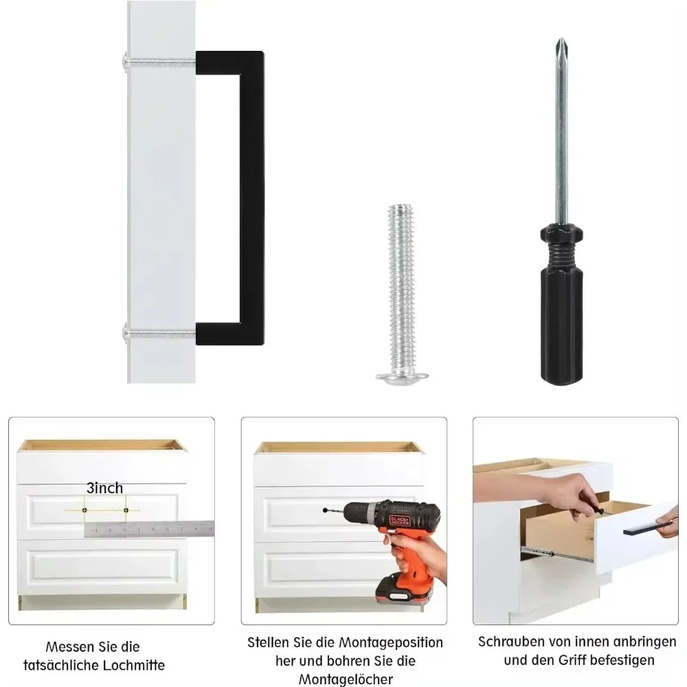 6pcs Stainless Steel Square Cabinet Handles – Door & Drawer Pulls