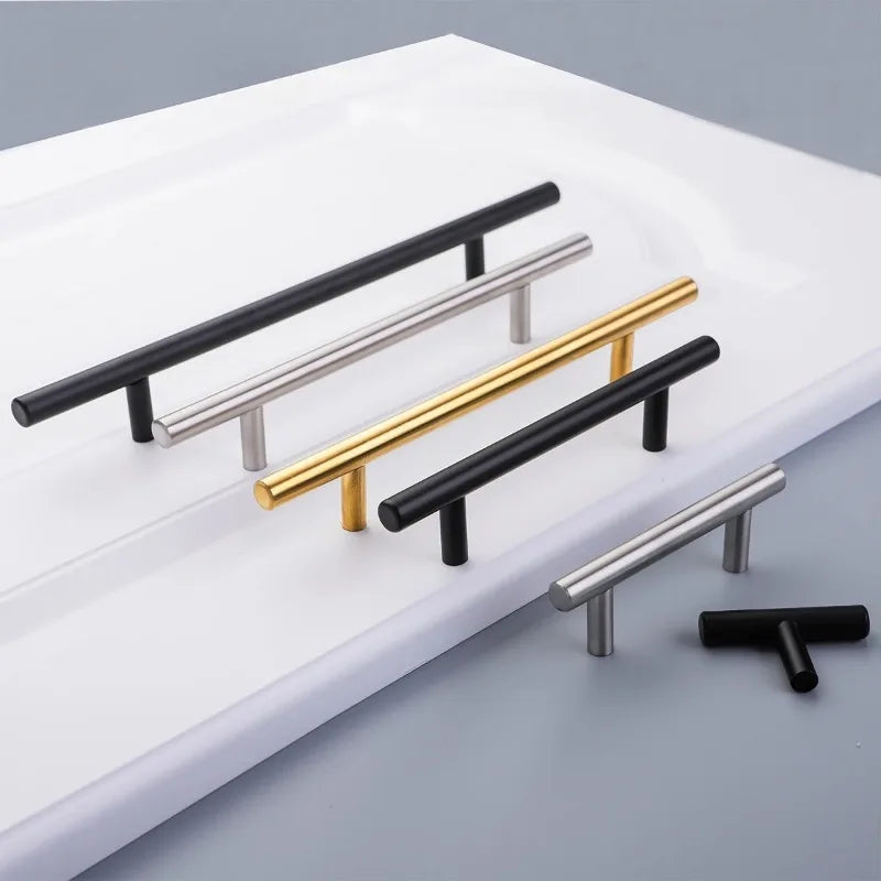 6PCS Modern Zinc Alloy Door & Cabinet Handles – Black & Gold