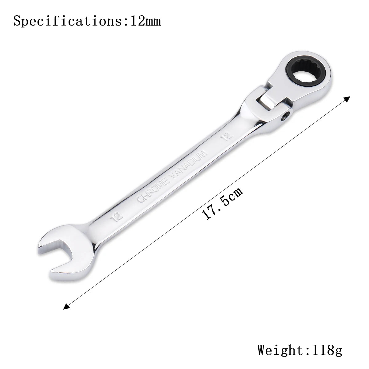 72-Tooth Ratchet Wrench – Flexible Head Spanner (6–27mm)