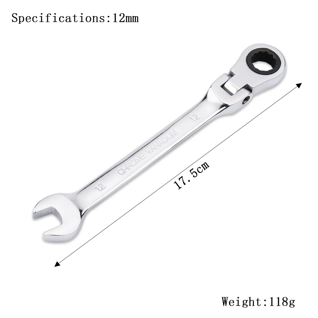 72-Tooth Ratchet Wrench – Flexible Head Spanner (6–27mm)
