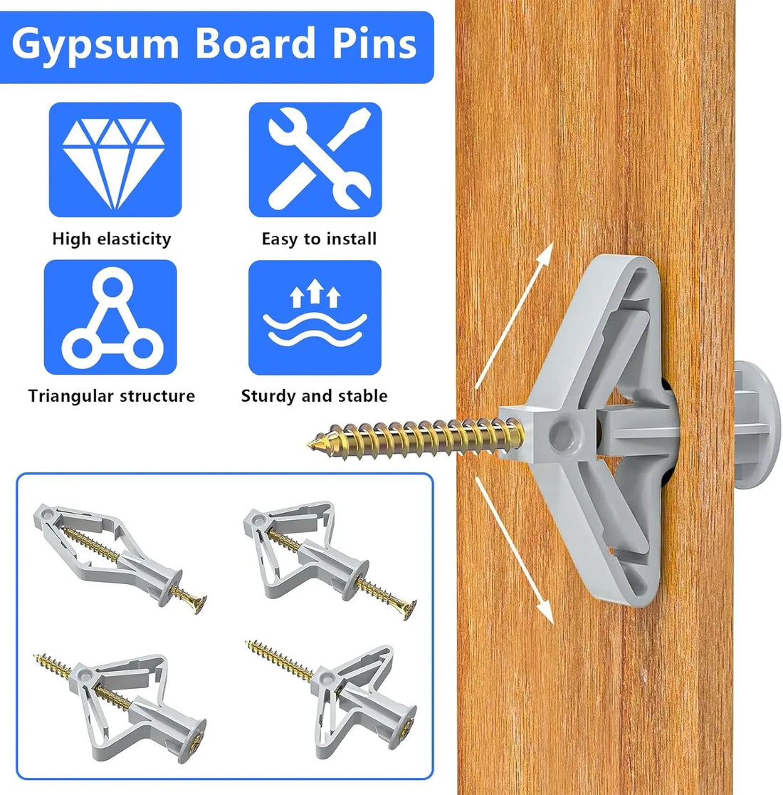 Plasterboard Expansion Screws & Plastic Toggle Anchors – Wall Fixing Kit