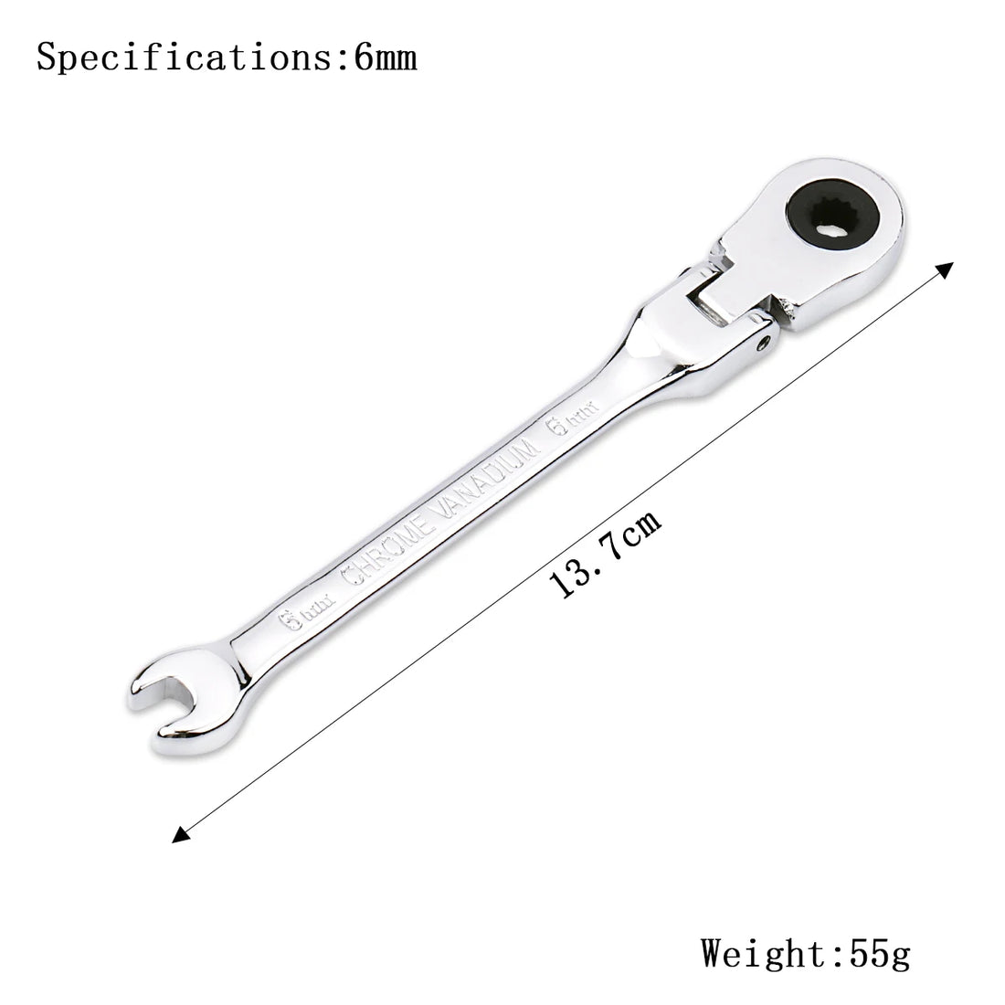 72-Tooth Ratchet Wrench – Flexible Head Spanner (6–27mm)