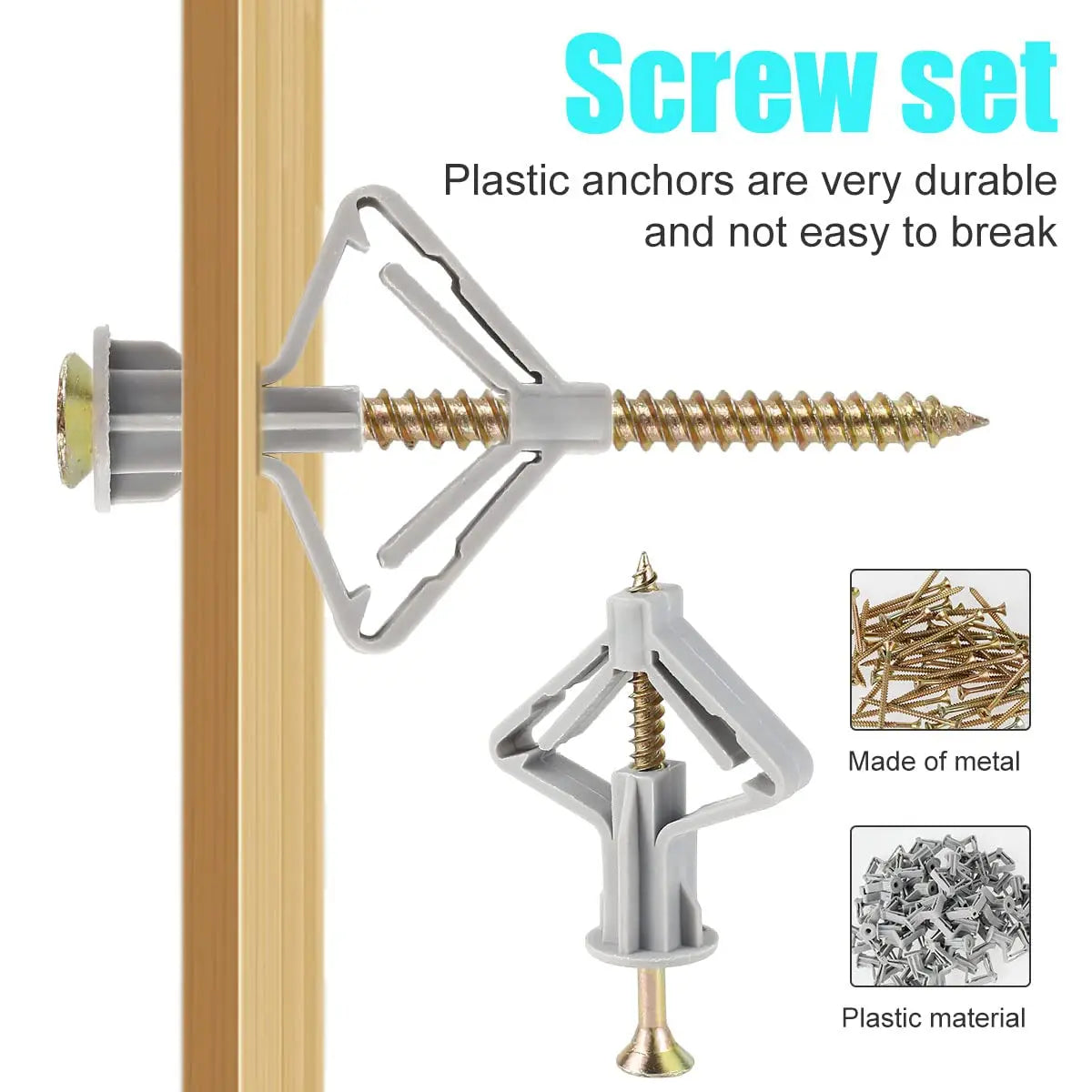 Plasterboard Expansion Screws & Plastic Toggle Anchors – Wall Fixing Kit