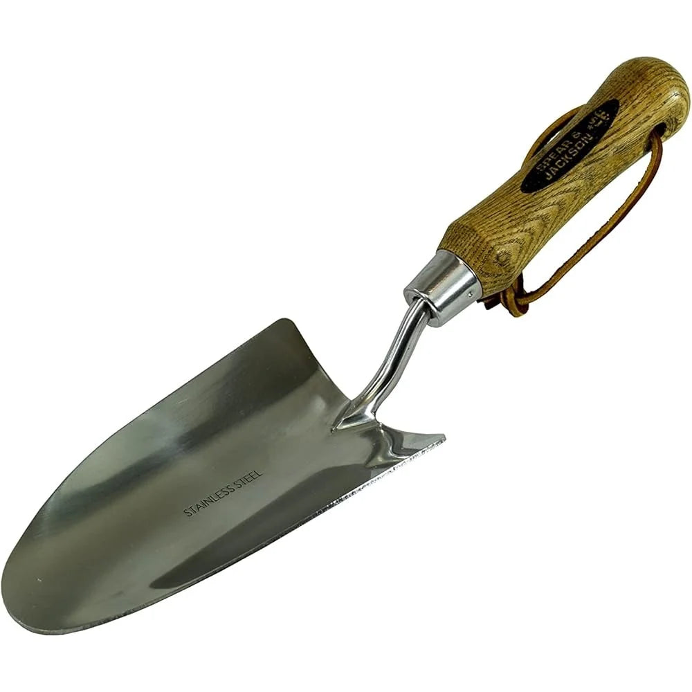 5½" Stainless Steel Hand Trowel – Hardwood Handle Gardening Tool
