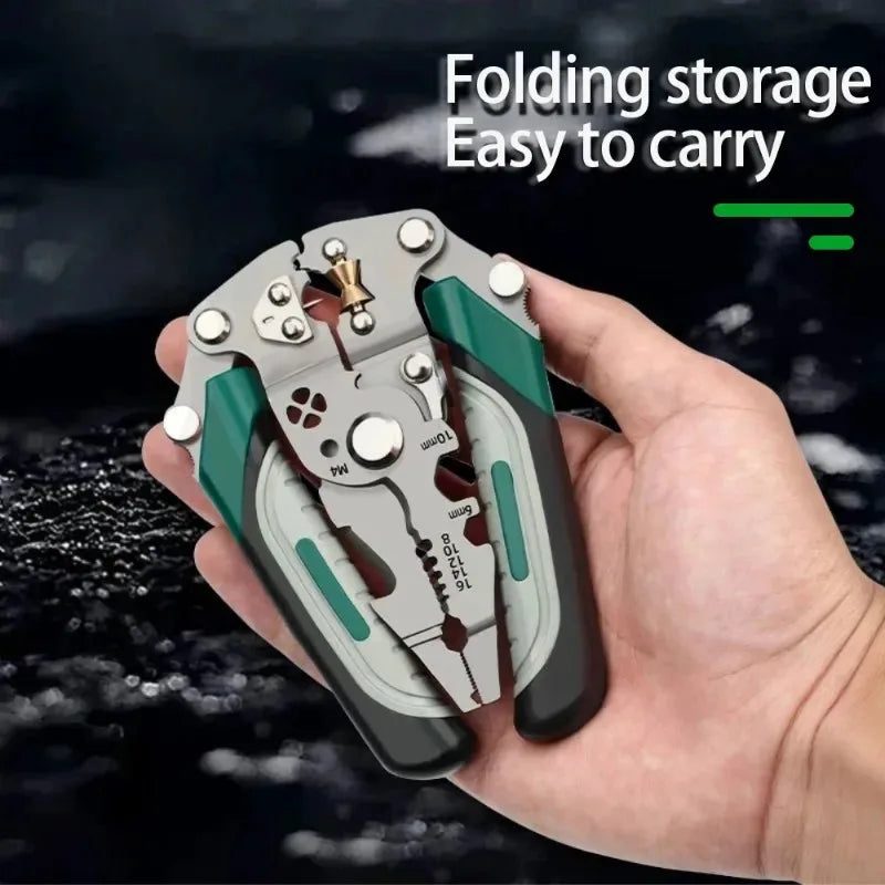Foldable Multi-Function Wire Stripper & Crimping Pliers