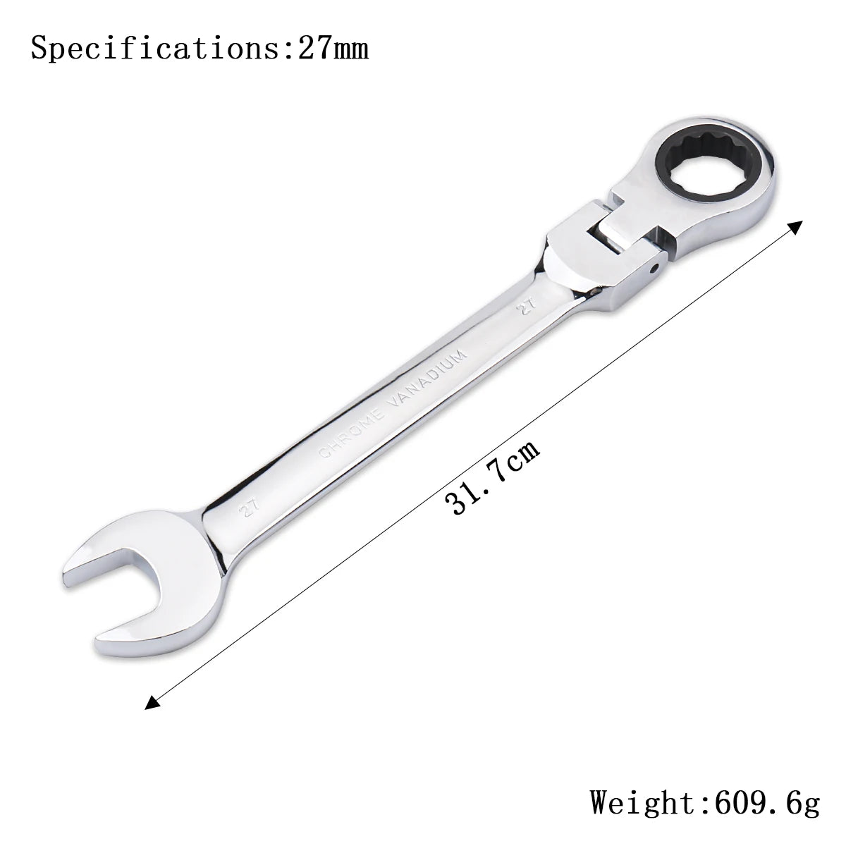 72-Tooth Ratchet Wrench – Flexible Head Spanner (6–27mm)
