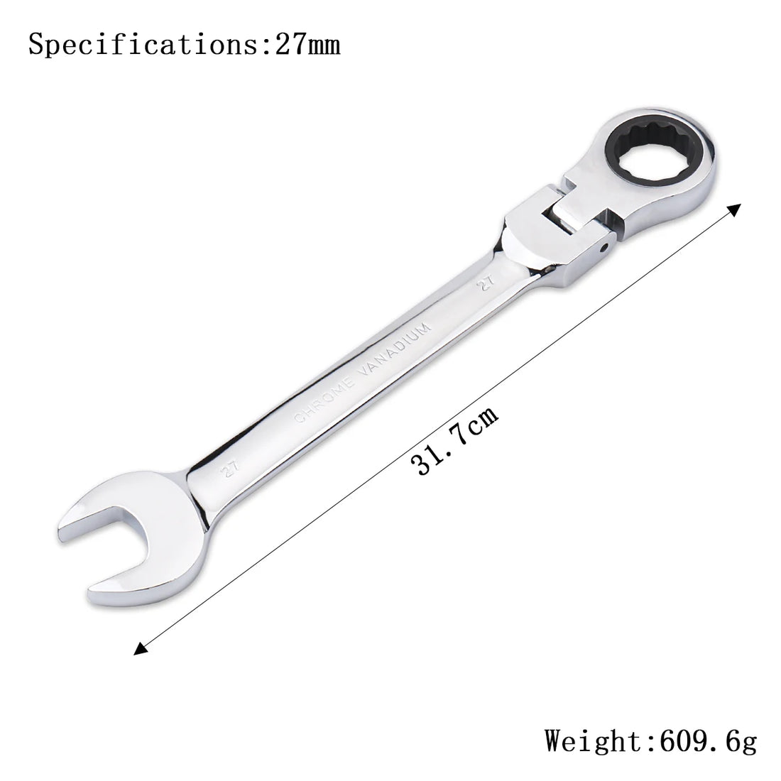 72-Tooth Ratchet Wrench – Flexible Head Spanner (6–27mm)