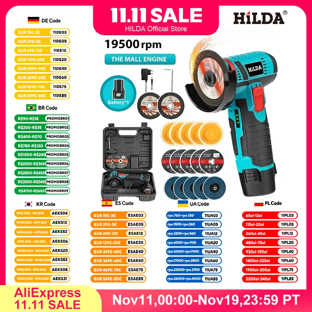 12V Mini Cordless Angle Grinder