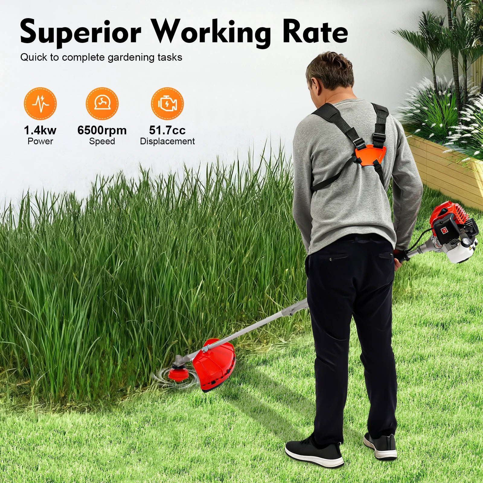 2-Stroke 4-in-1 Gas Garden Tool – 51.7cc Grass Trimmer
