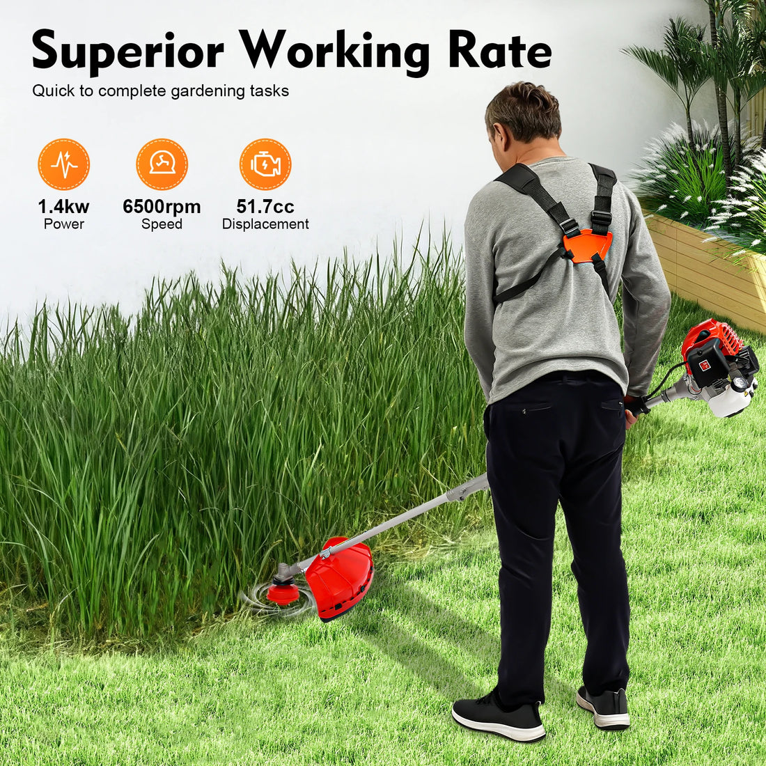 2-Stroke 4-in-1 Gas Garden Tool – 51.7cc Grass Trimmer