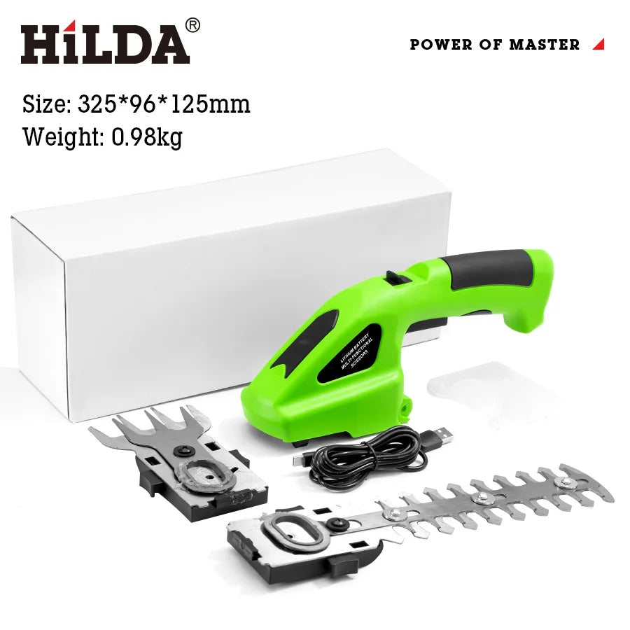 HILDA 2-in-1 Cordless Hedge & Grass Trimmer (Lightweight, Green)