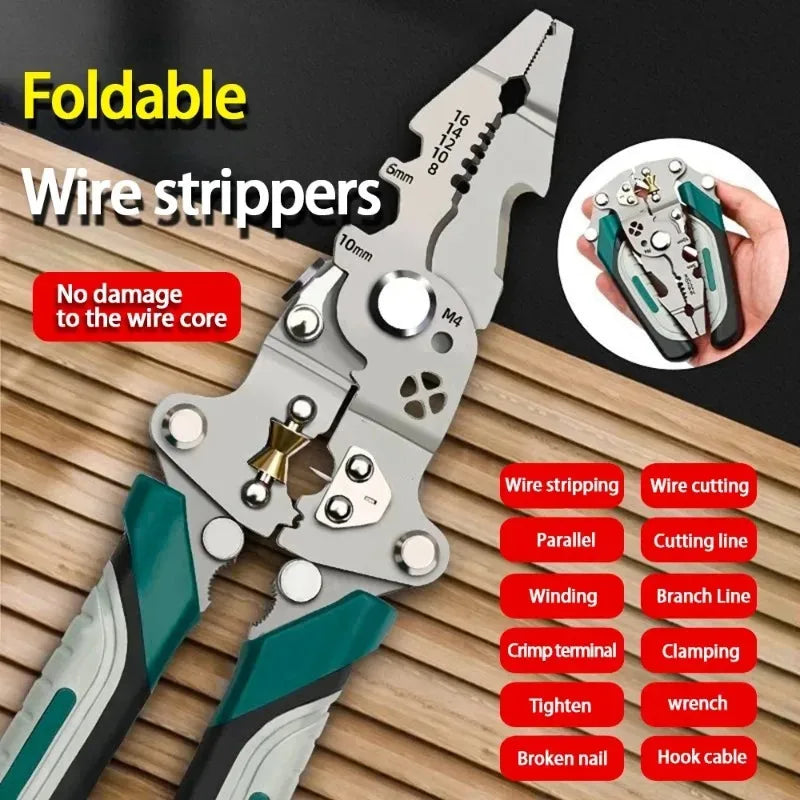 Foldable Multi-Function Wire Stripper & Crimping Pliers
