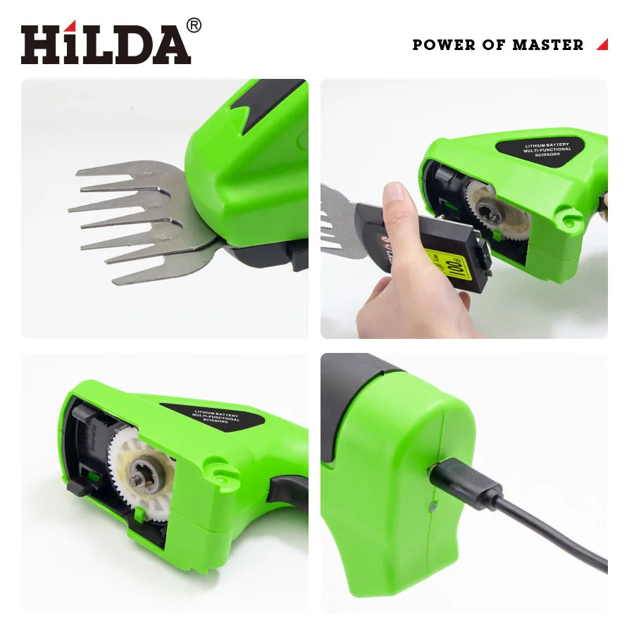HILDA 2-in-1 Cordless Hedge & Grass Trimmer (Lightweight, Green)