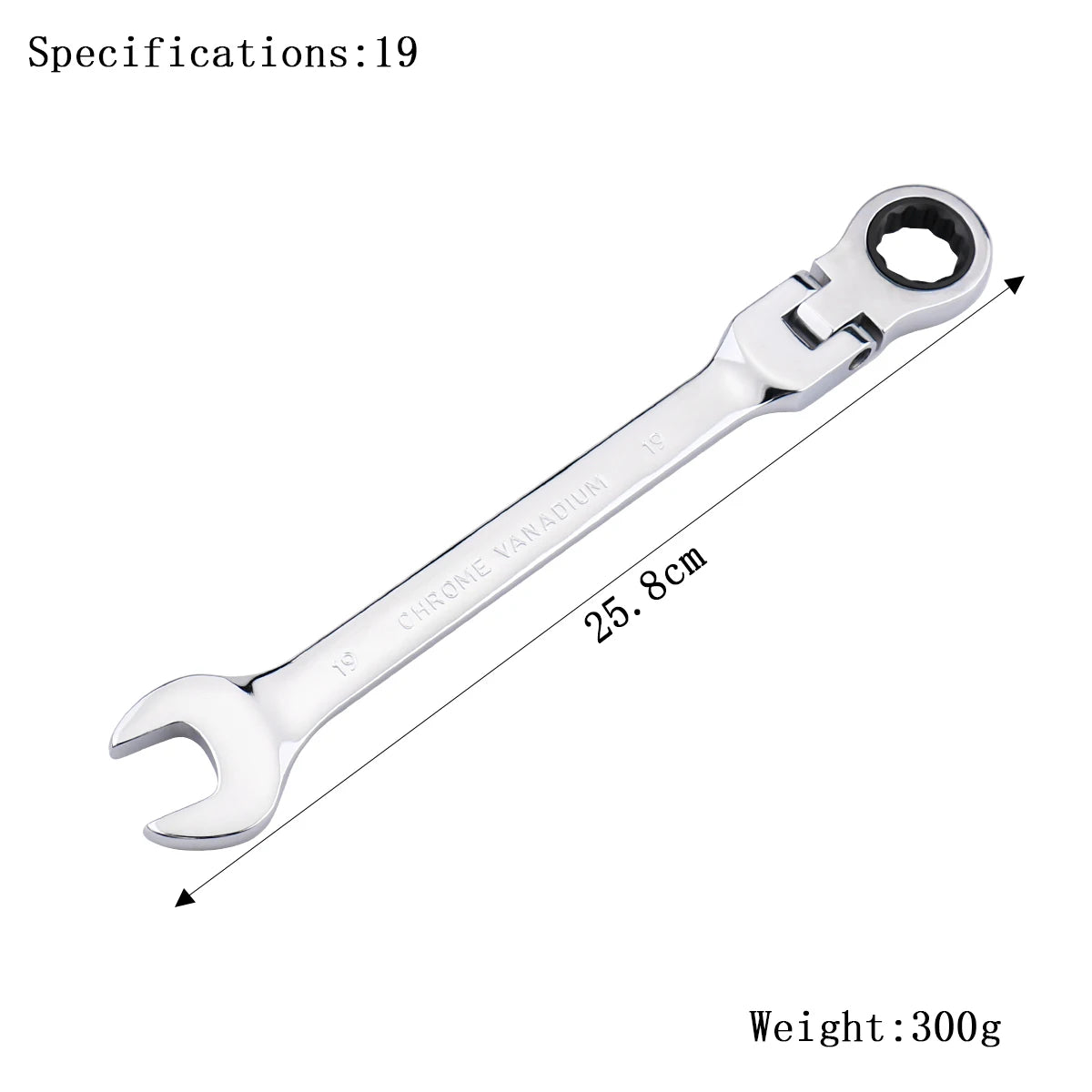 72-Tooth Ratchet Wrench – Flexible Head Spanner (6–27mm)