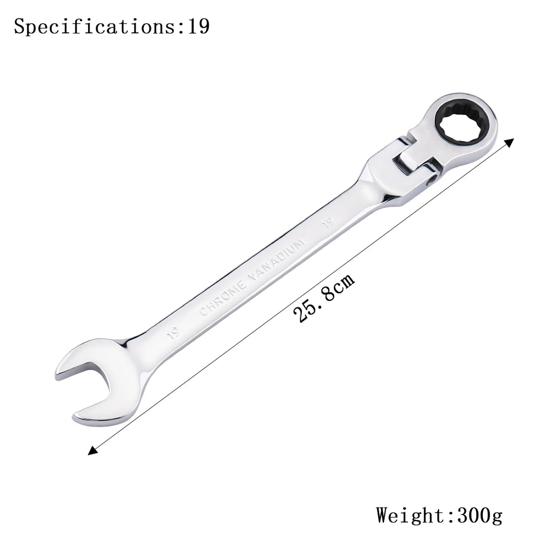 72-Tooth Ratchet Wrench – Flexible Head Spanner (6–27mm)