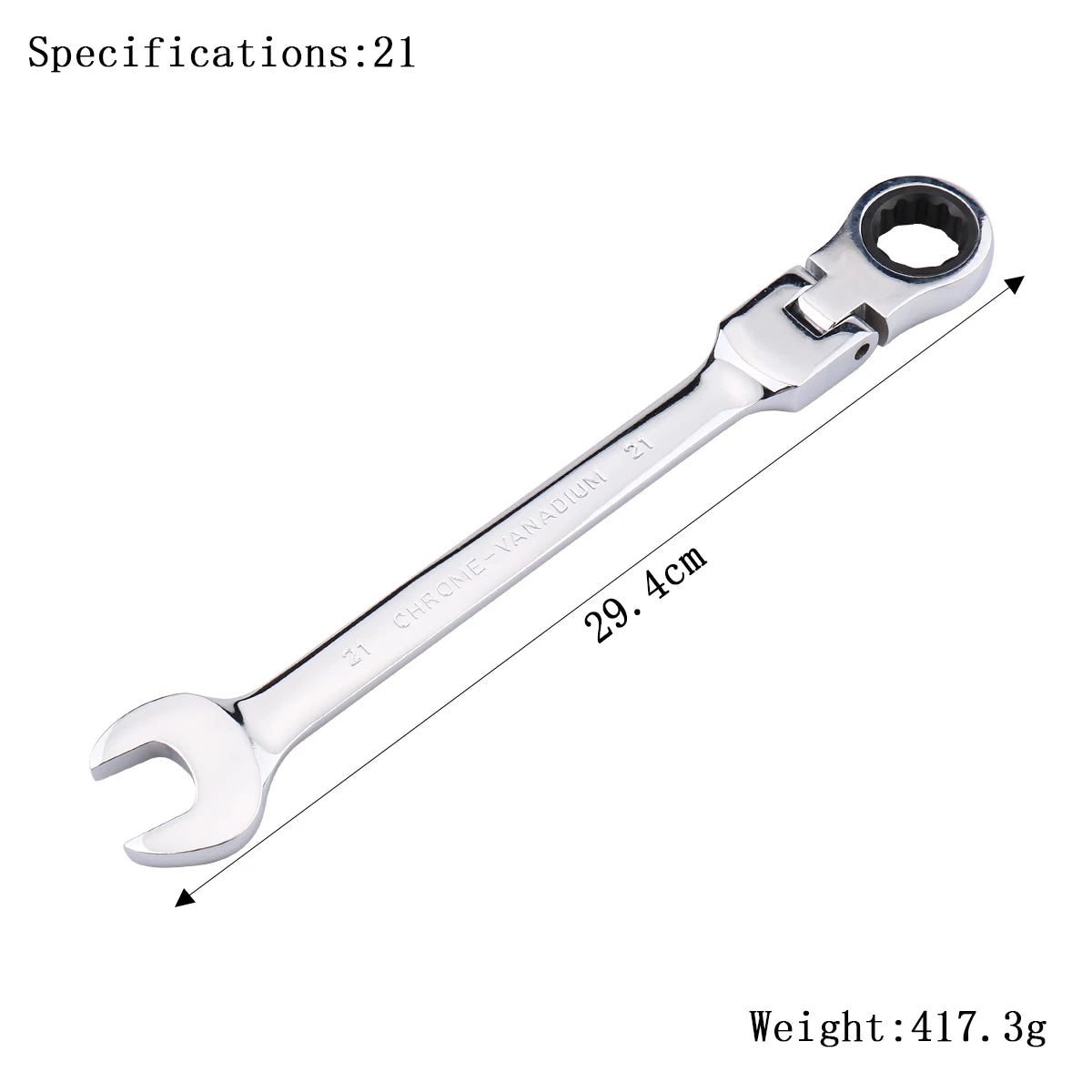 72-Tooth Ratchet Wrench – Flexible Head Spanner (6–27mm)