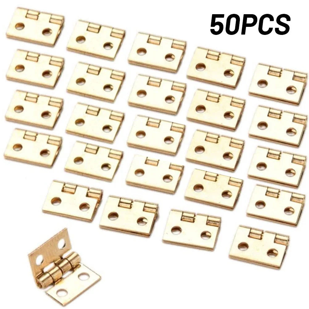 50pcs Mini Brass Hinges – 8×10mm Craft & Cabinet Hardware