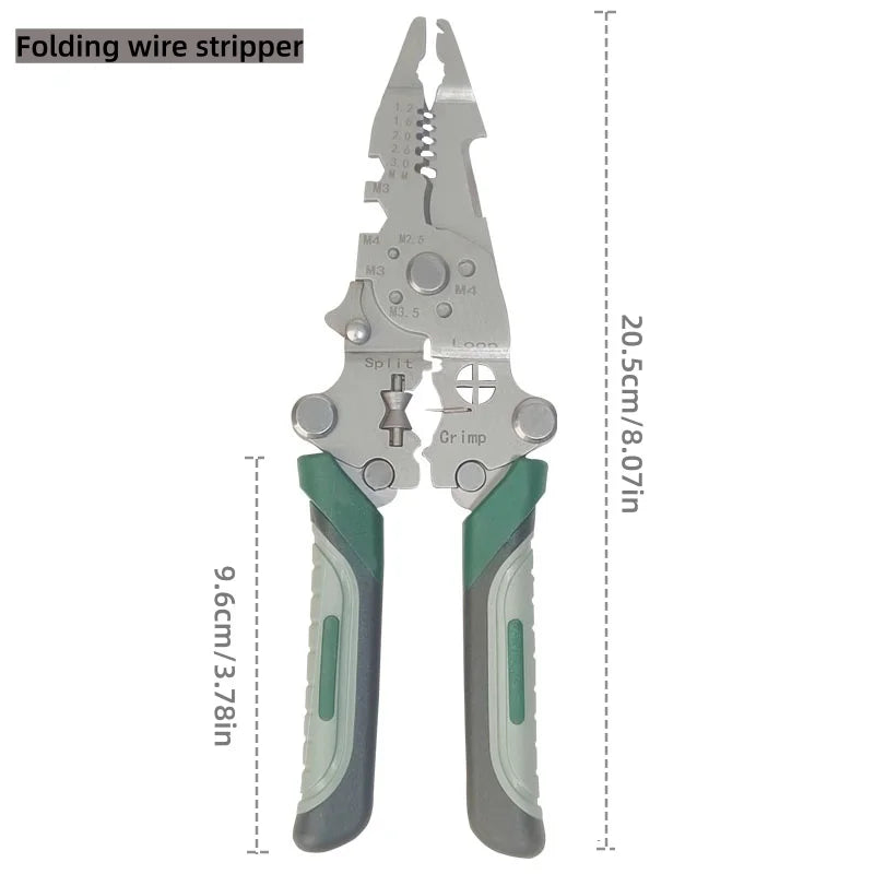 Foldable Multi-Function Wire Stripper & Crimping Pliers