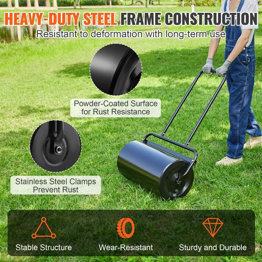 13-Gallon Lawn Roller – Steel Yard & Sod Roller with Ergonomic Handle